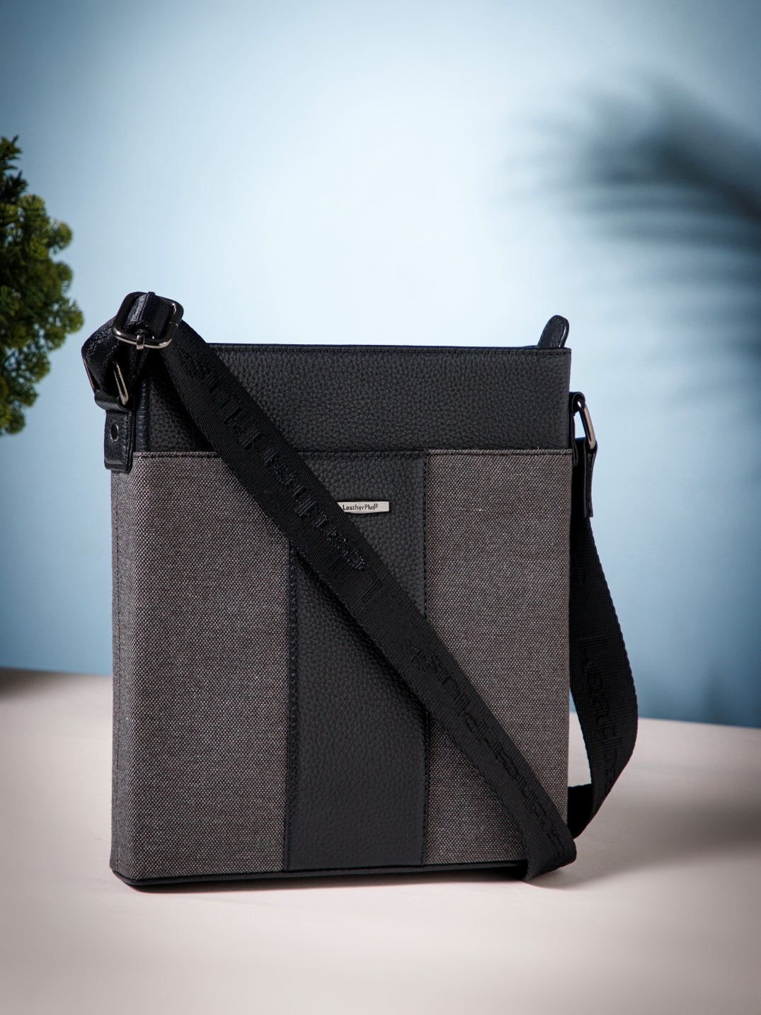 Dual-Texture Leather Sling Bag