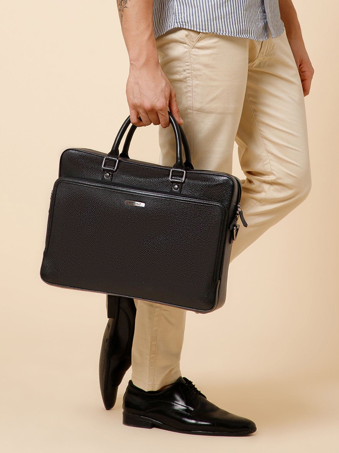 Textured Work Leather Laptop Bag