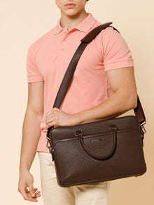 extured Work Leather Laptop Bag