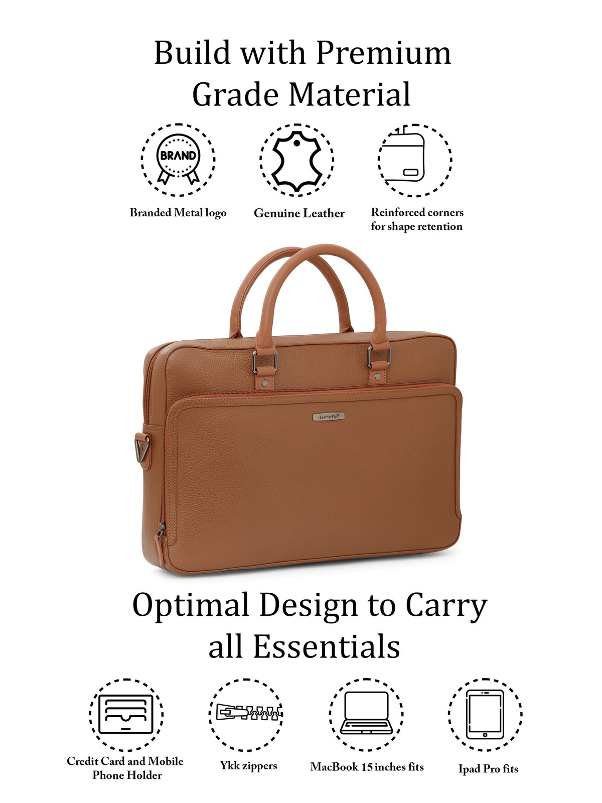 Textured Work Leather Laptop Bag