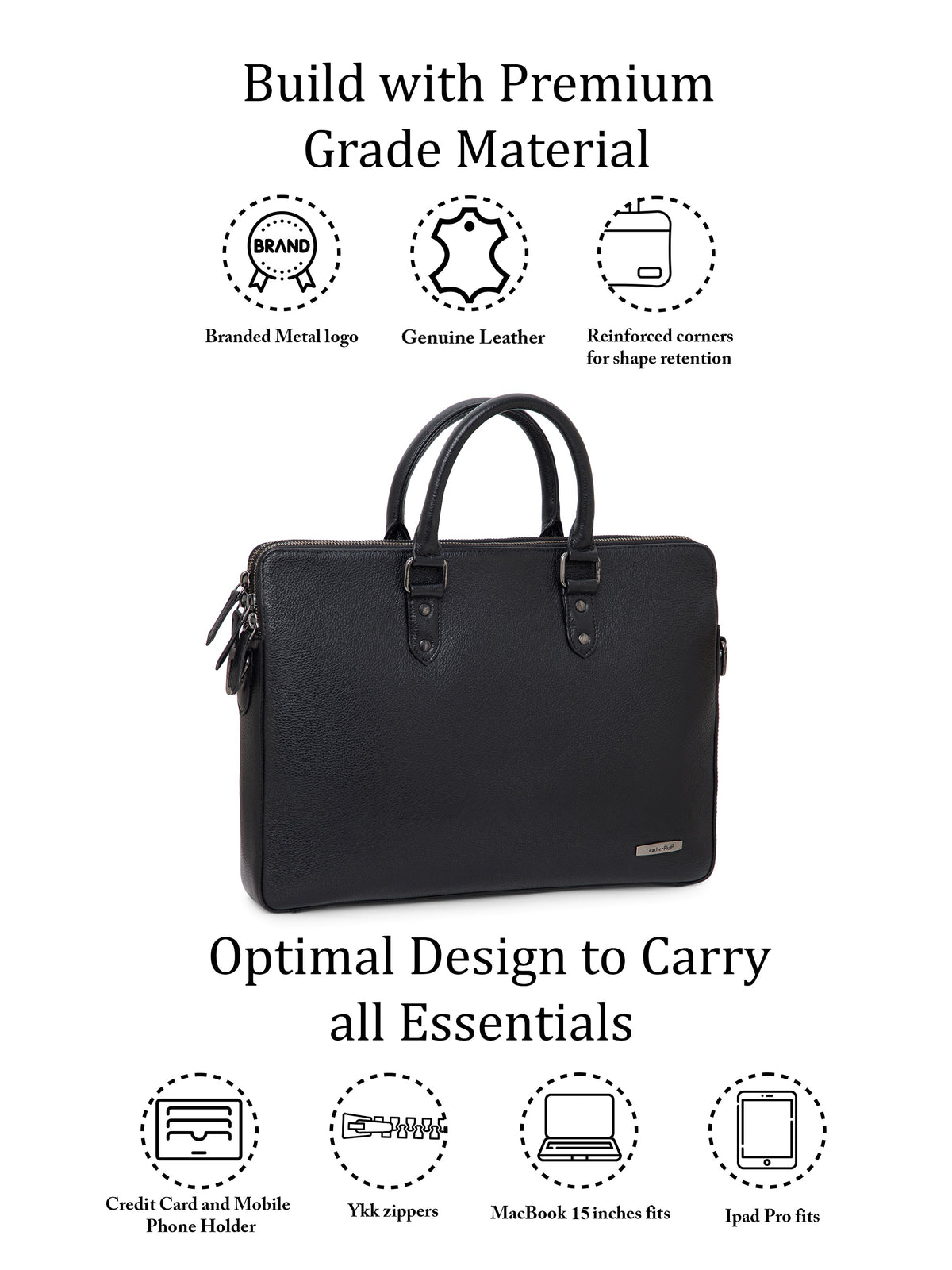 Natural Milled Leather Laptop Bag