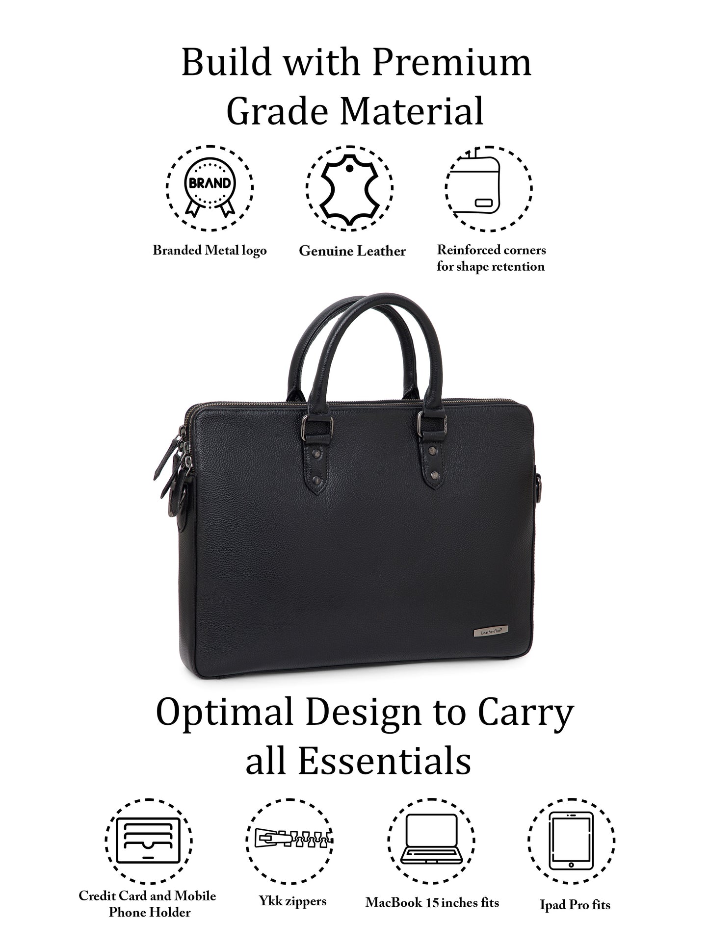 Natural Milled Leather Laptop Bag  LT16-3002