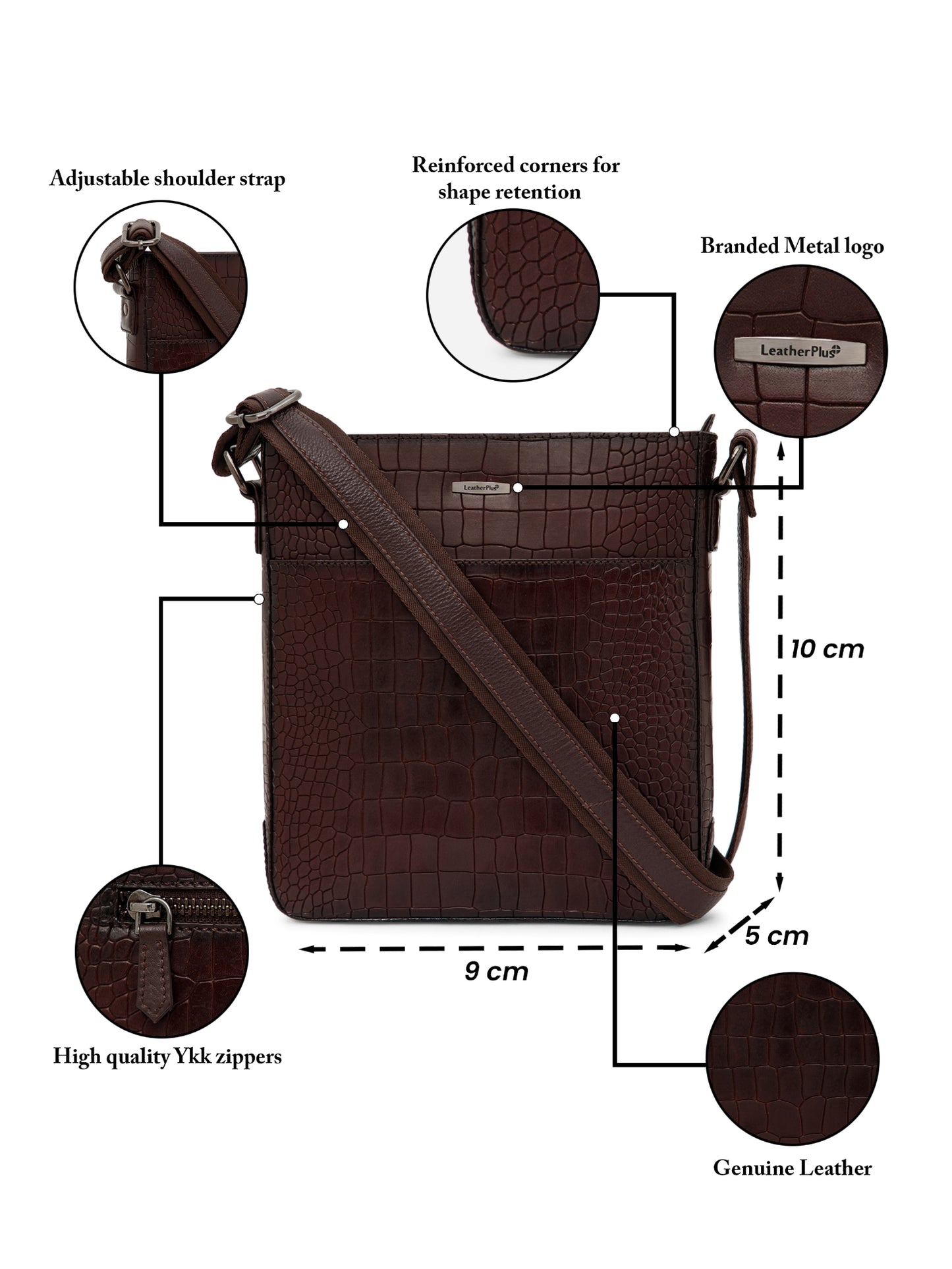 Croco Leather Men Sling Bag SGM-801 Cognac