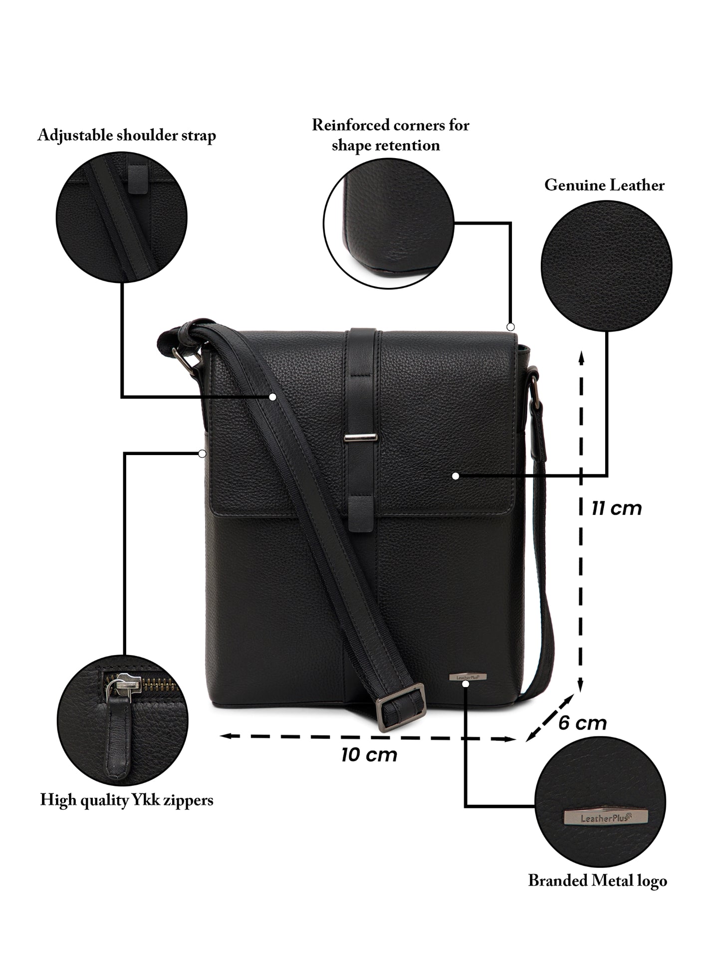 Textured Leather Men Sling Bag SGL-651 Black