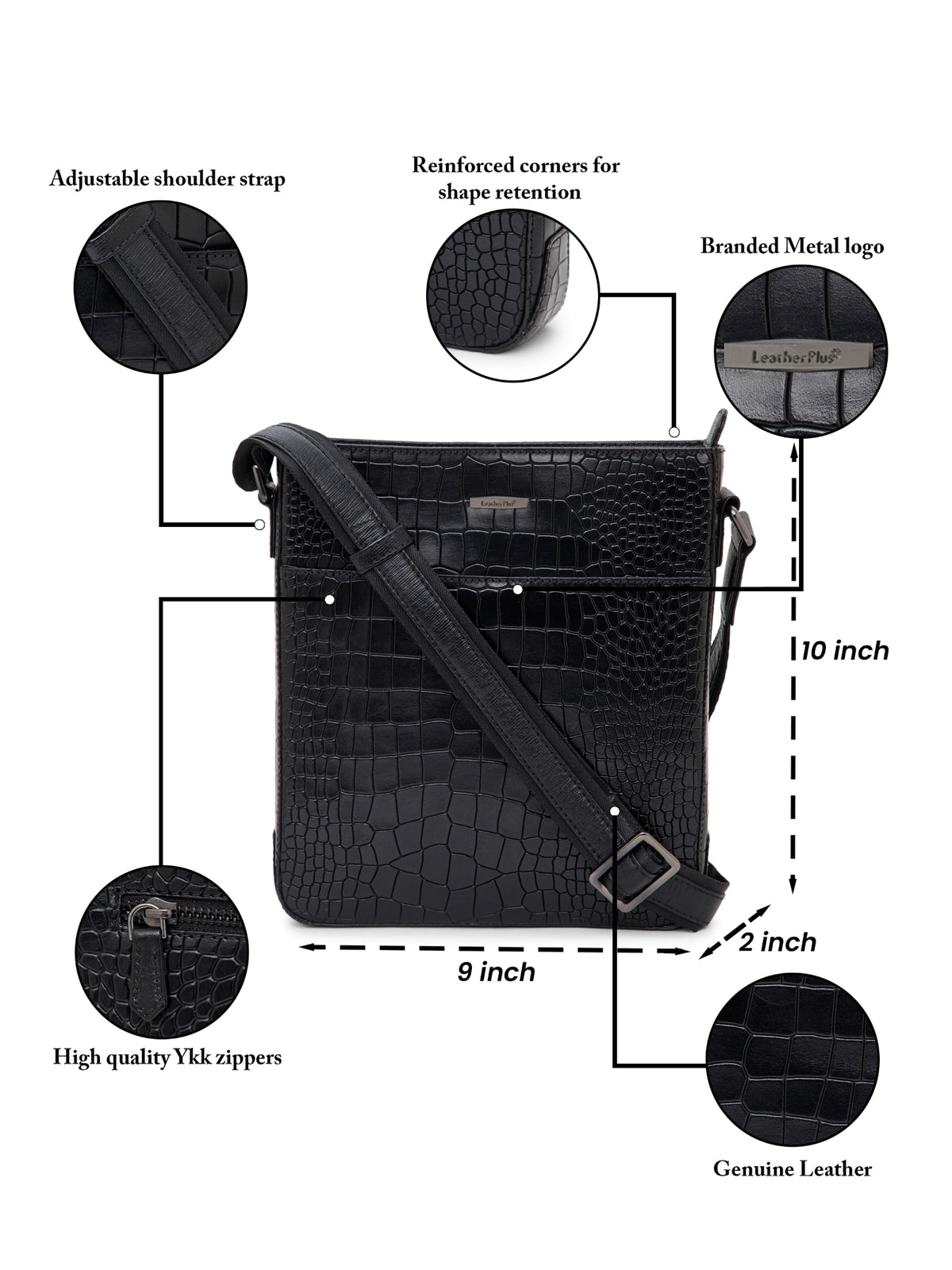Croc-Embossed Leather Sling Bag