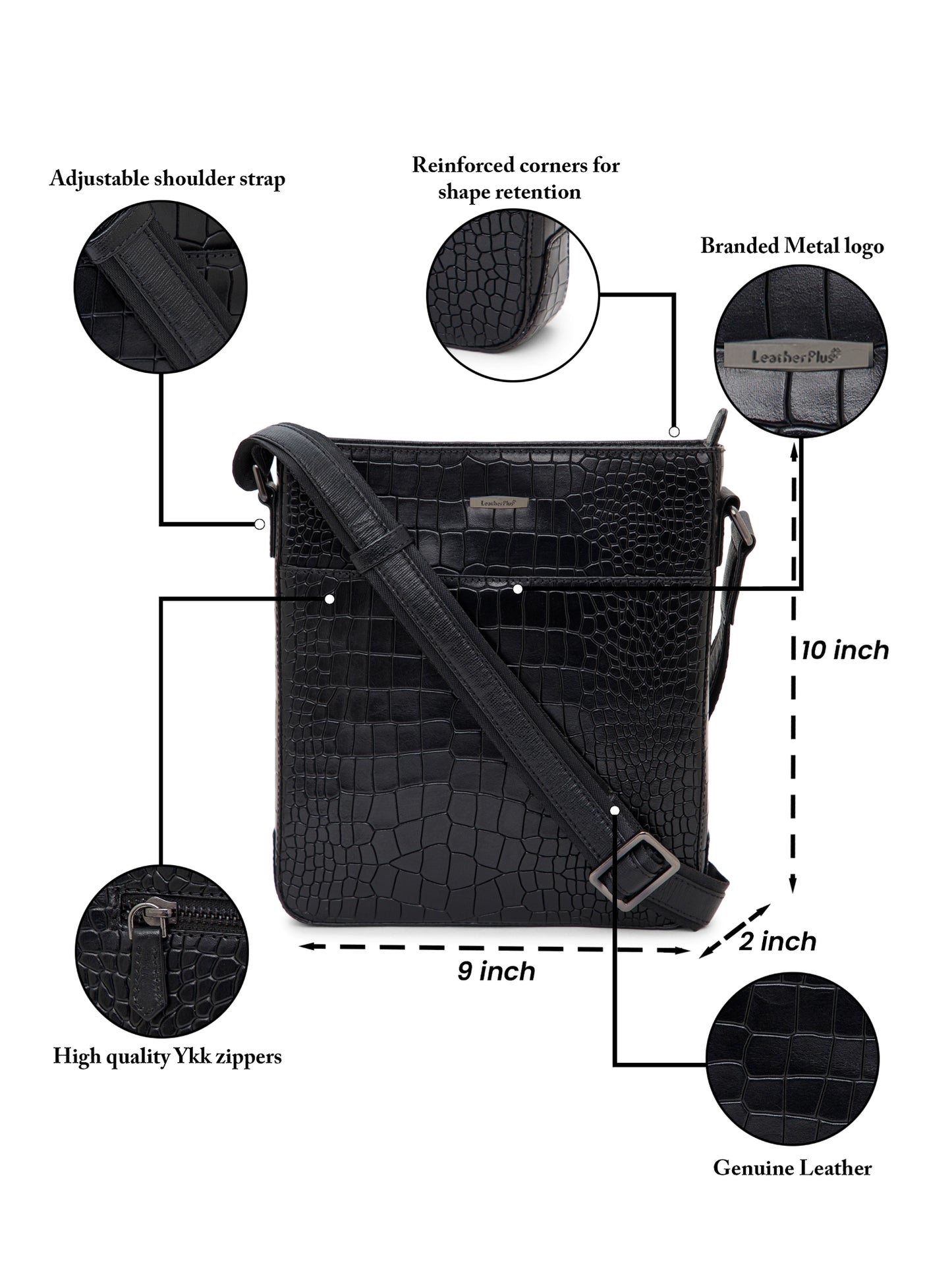 Croco Leather Men Sling Bag SGM-801 Black