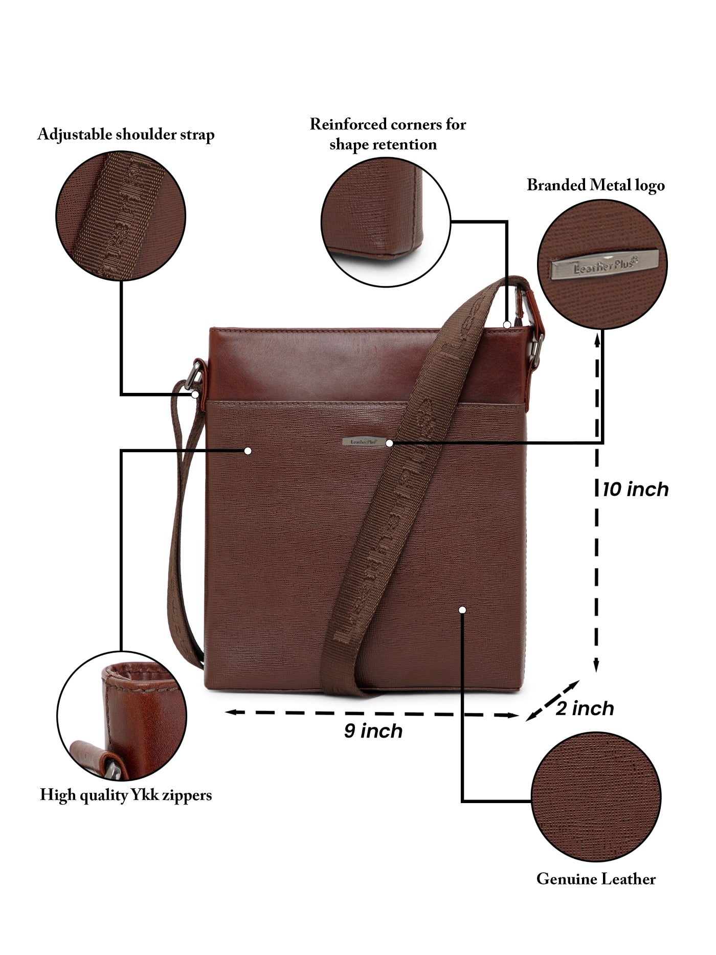 Saffiano Leather Men Sling Bag SGM-701 Brown