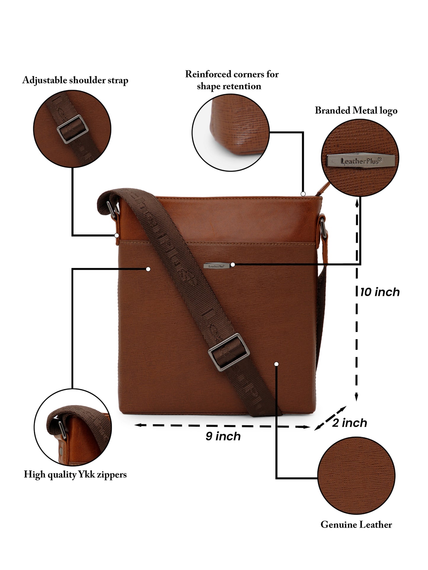 Saffiano Leather Men Sling Bag SGM-701 Tan