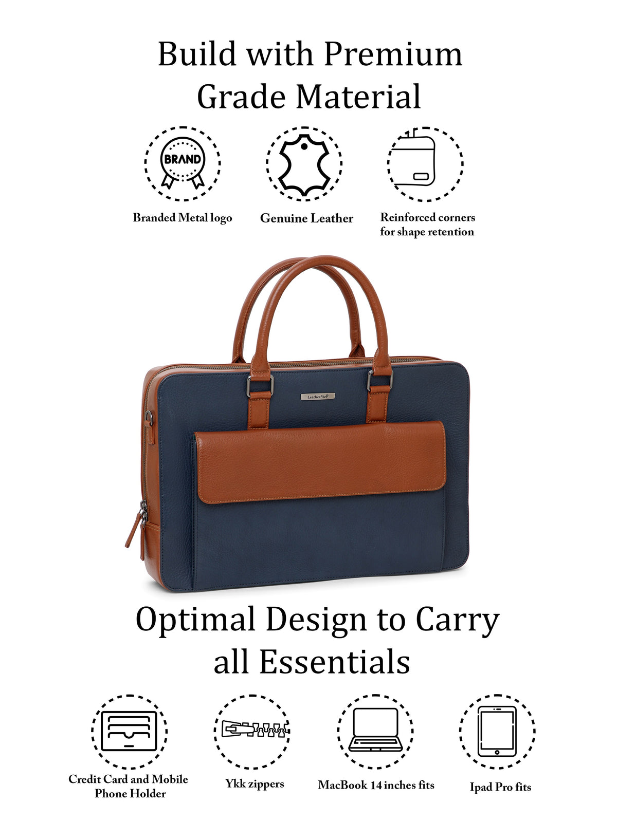 Signature Colorblock Leather Laptop Bag
