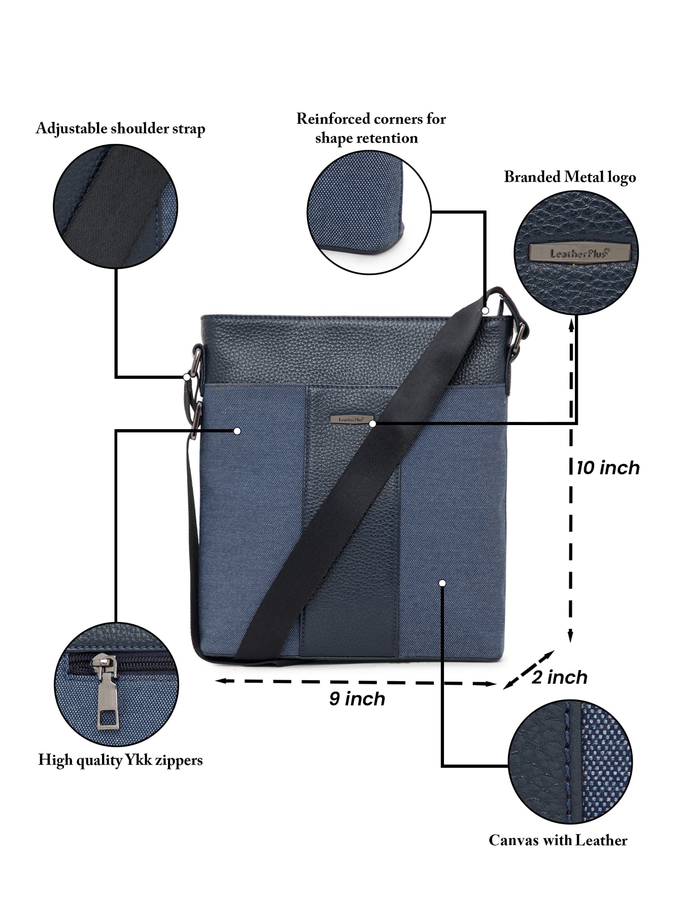 Dual-Texture Men Sling Bag SGM-401 Navy