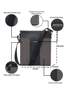 Dual-Texture Leather Sling Bag