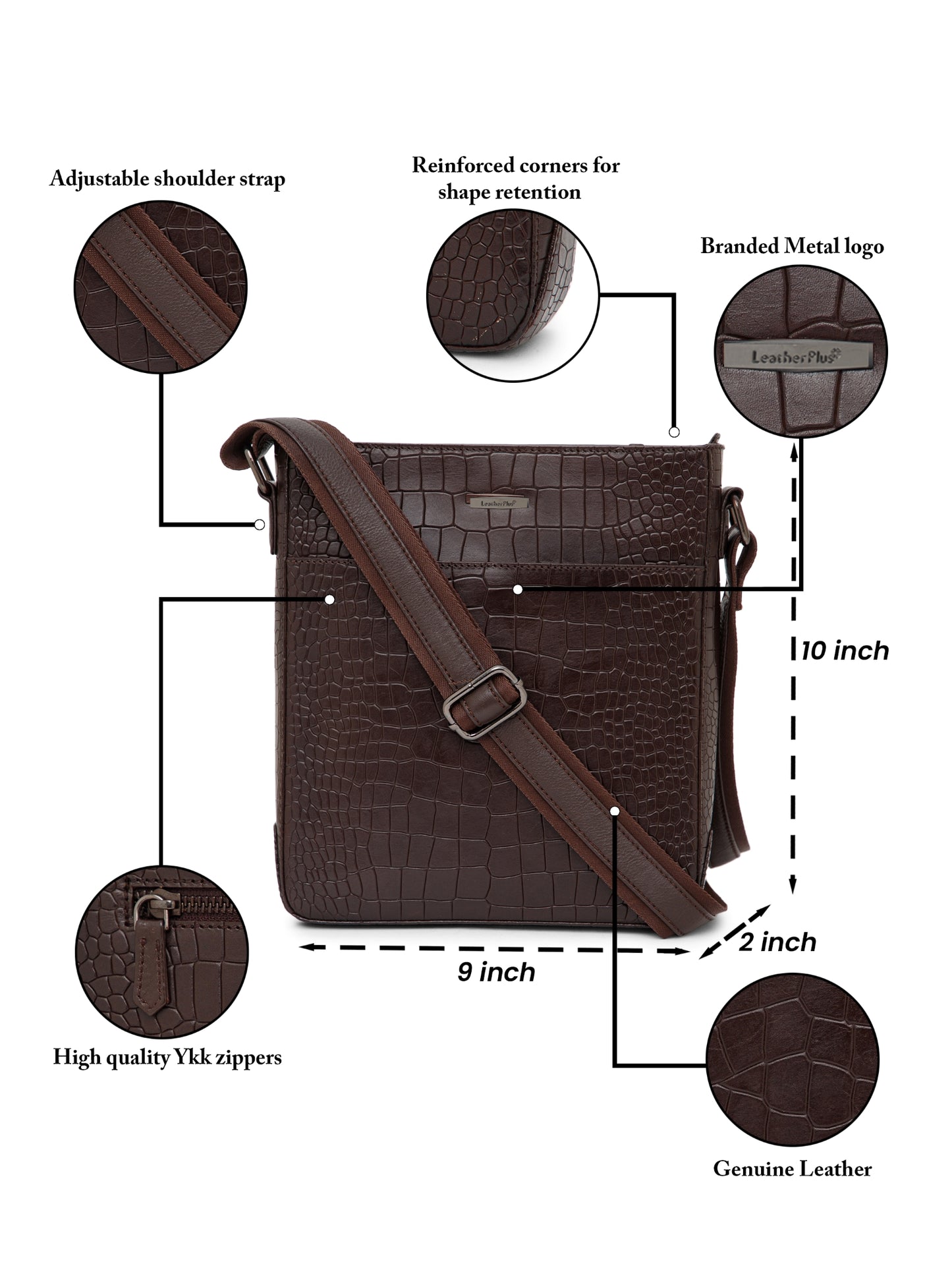 Croco Leather Men Sling Bag SGM-801 Brown