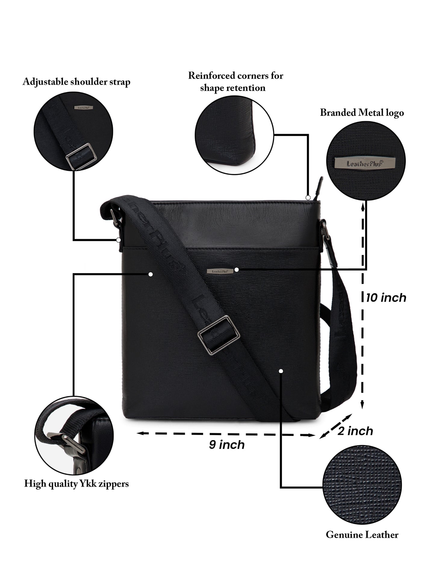 Saffiano Leather Men Sling Bag SGM-701 Black