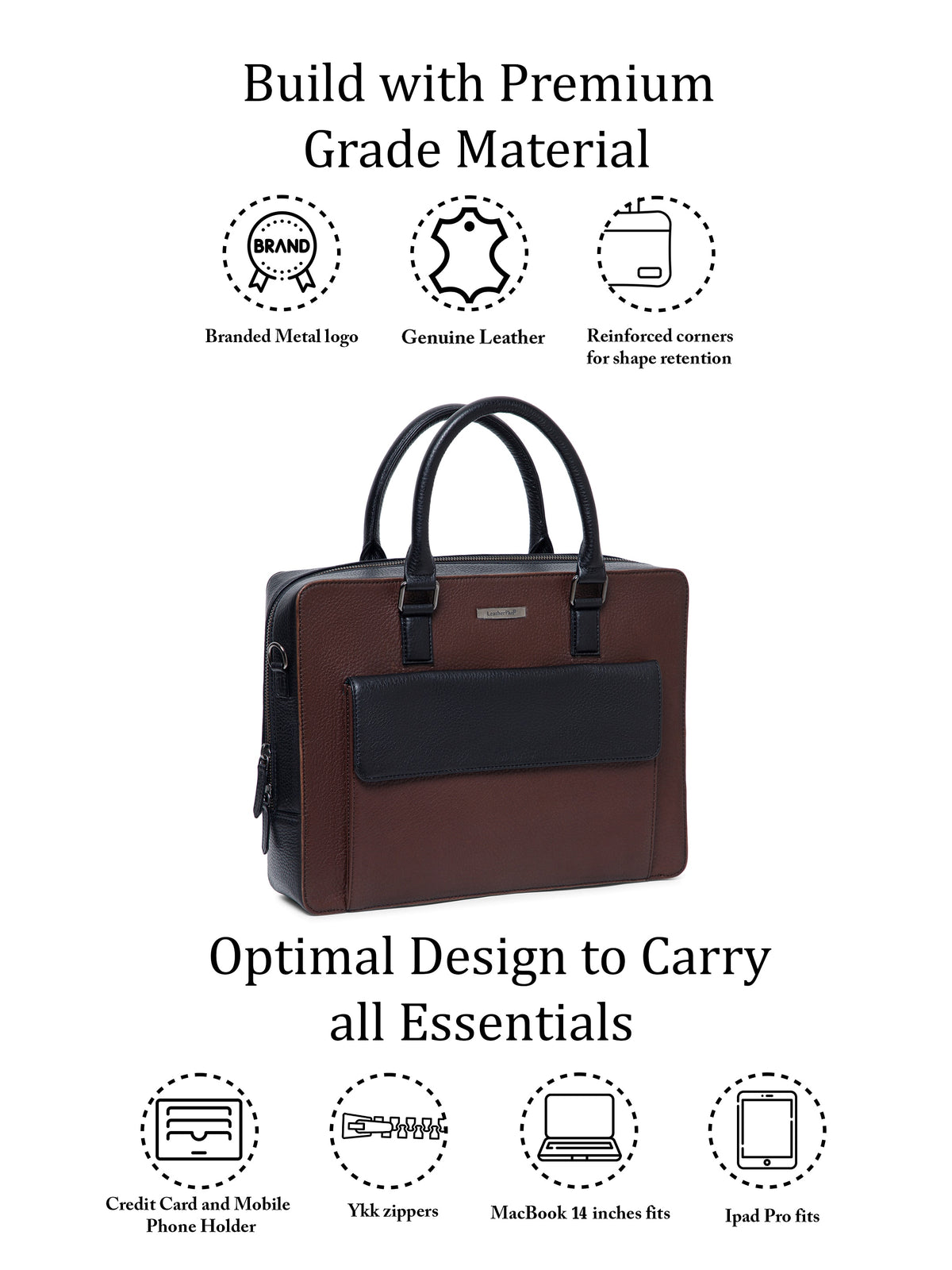 Signature Colorblock Leather Laptop Bag