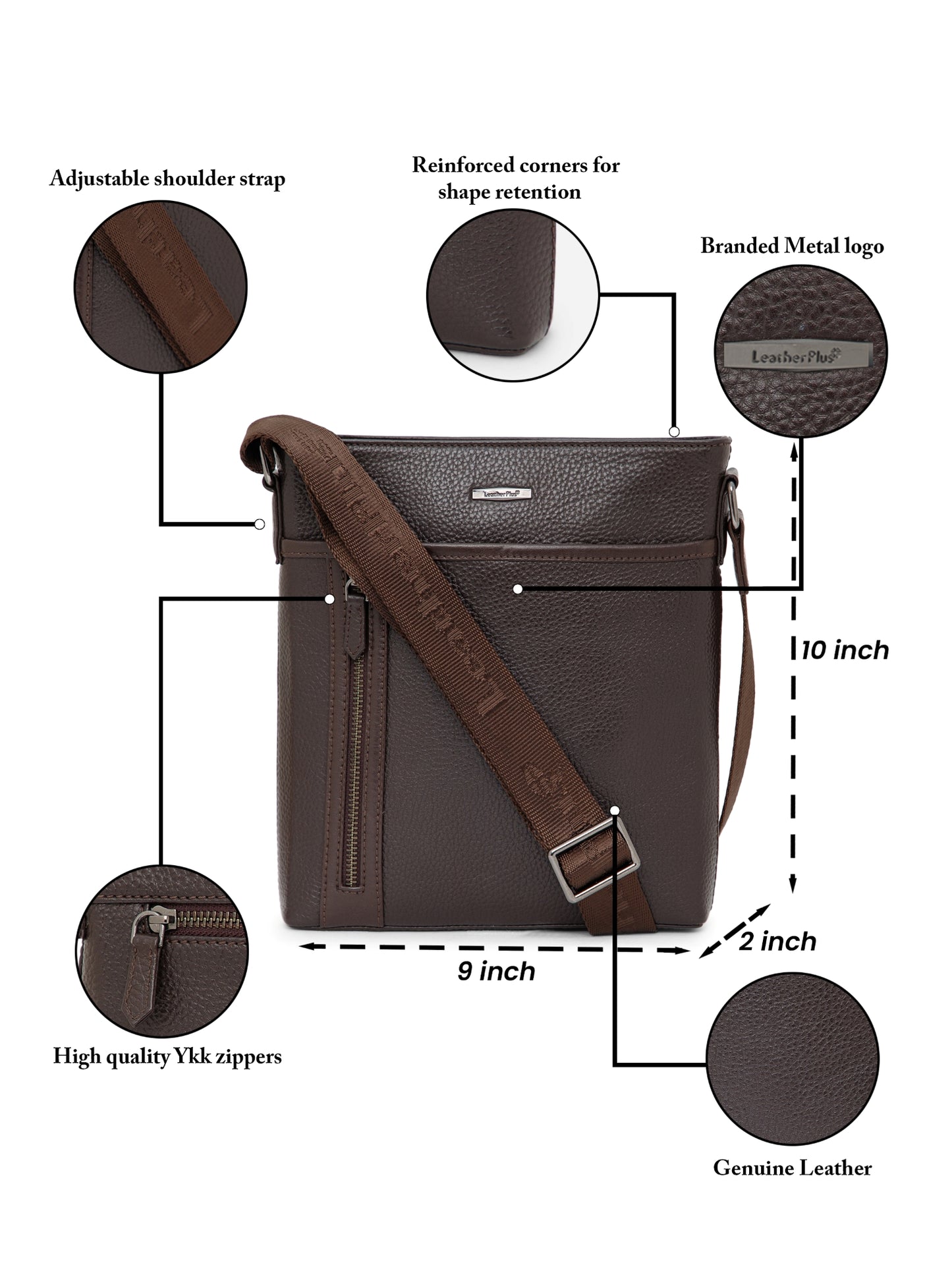 MIlled Leather Men Sling Bag SGM-601 Brown