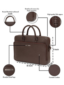 extured Work Leather Laptop Bag