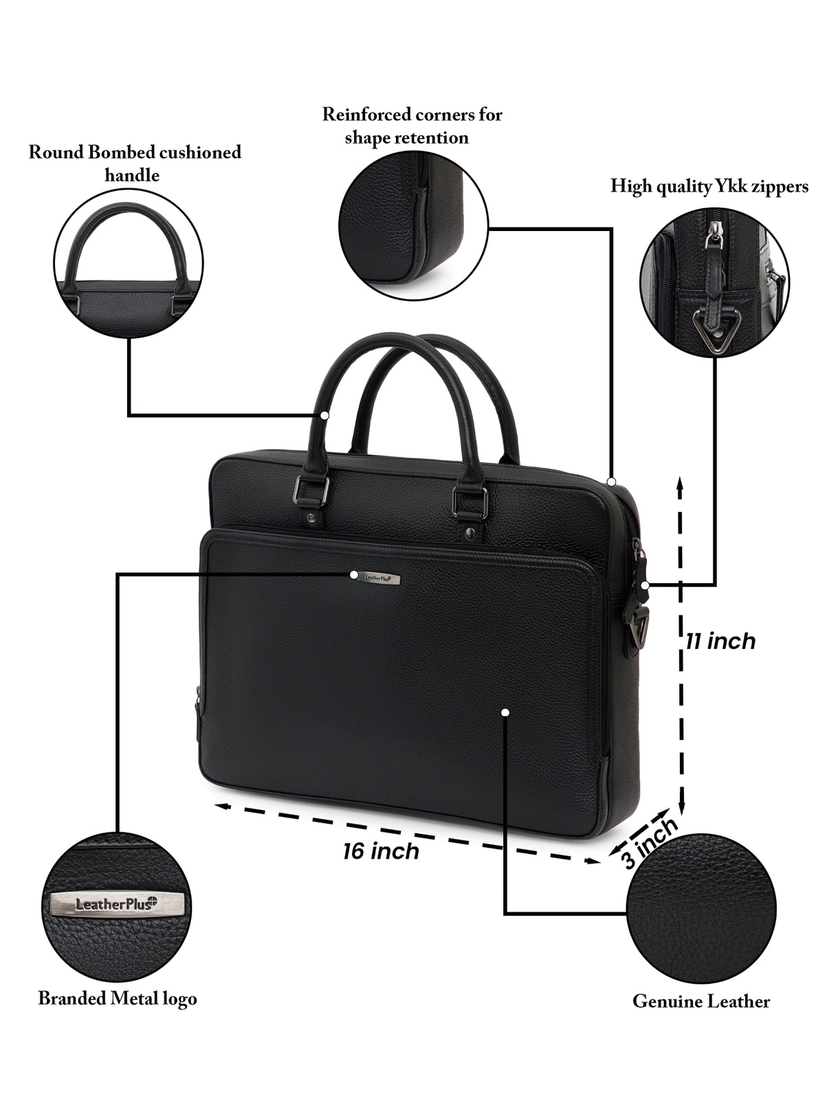 Textured Work Leather Laptop Bag