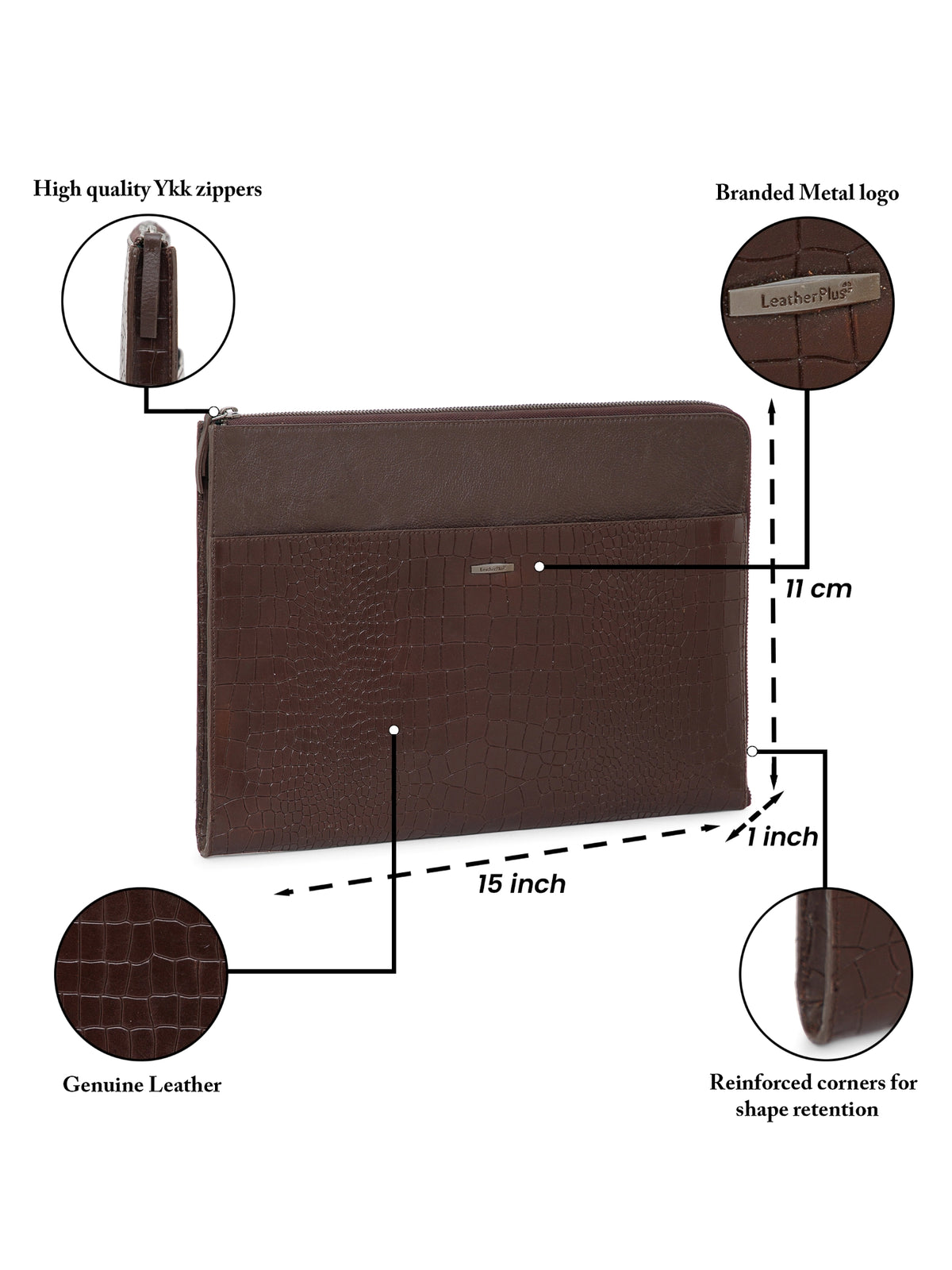 Croc-Embossed Leather Laptop Sleeve