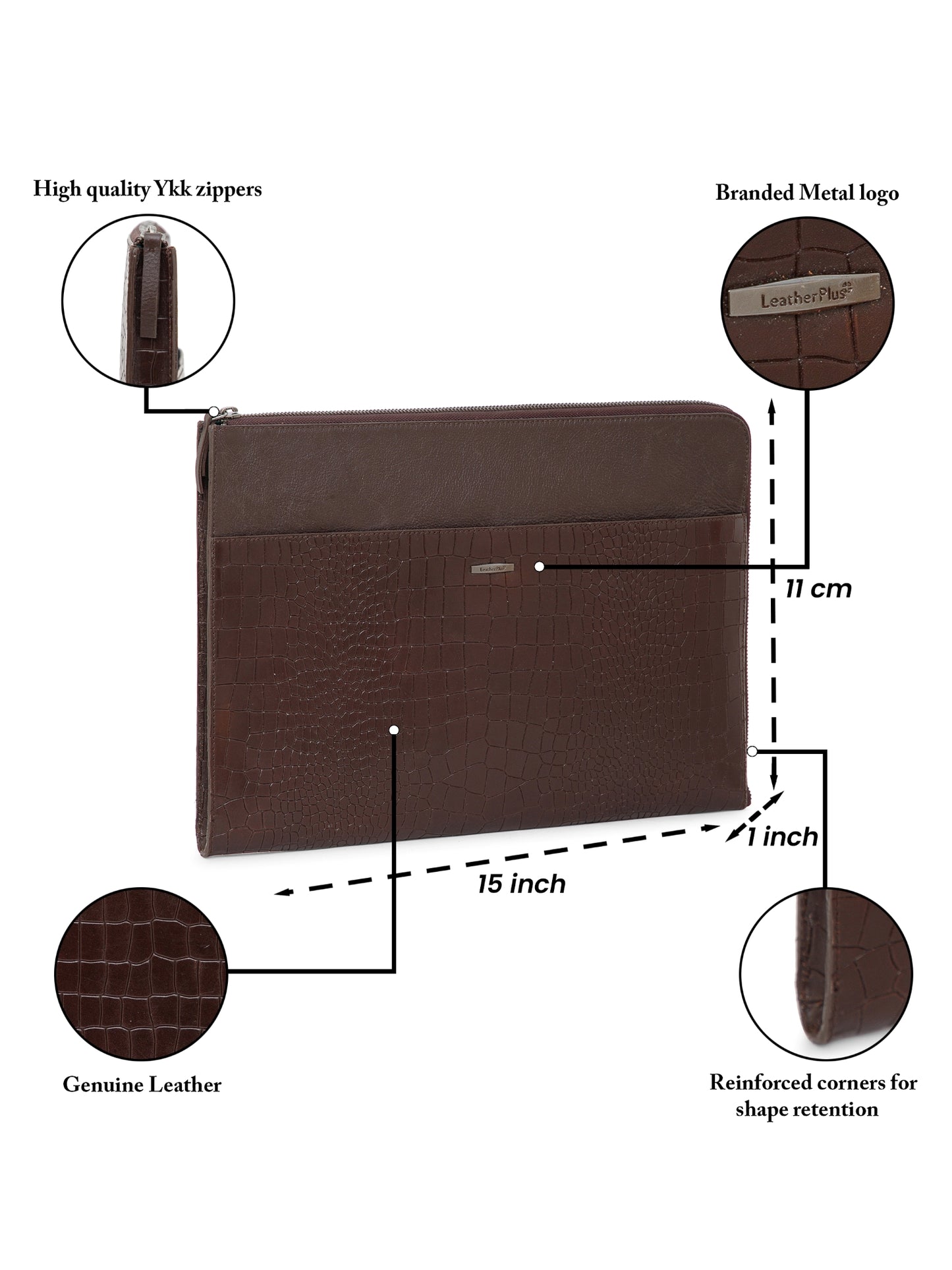 Croco Leather Laptop Sleeve SV16-9001 Brown