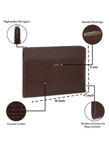 Croc-Embossed Leather Laptop Sleeve