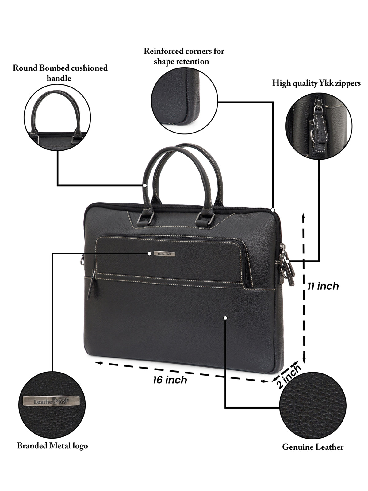 Contrast-Stitch Leather Laptop Sleeve