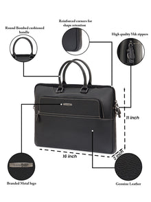 Contrast Stitched Leather Laptop Sleeve SV16-6001