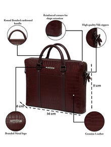 Croc-Embossed Leather Laptop Bag