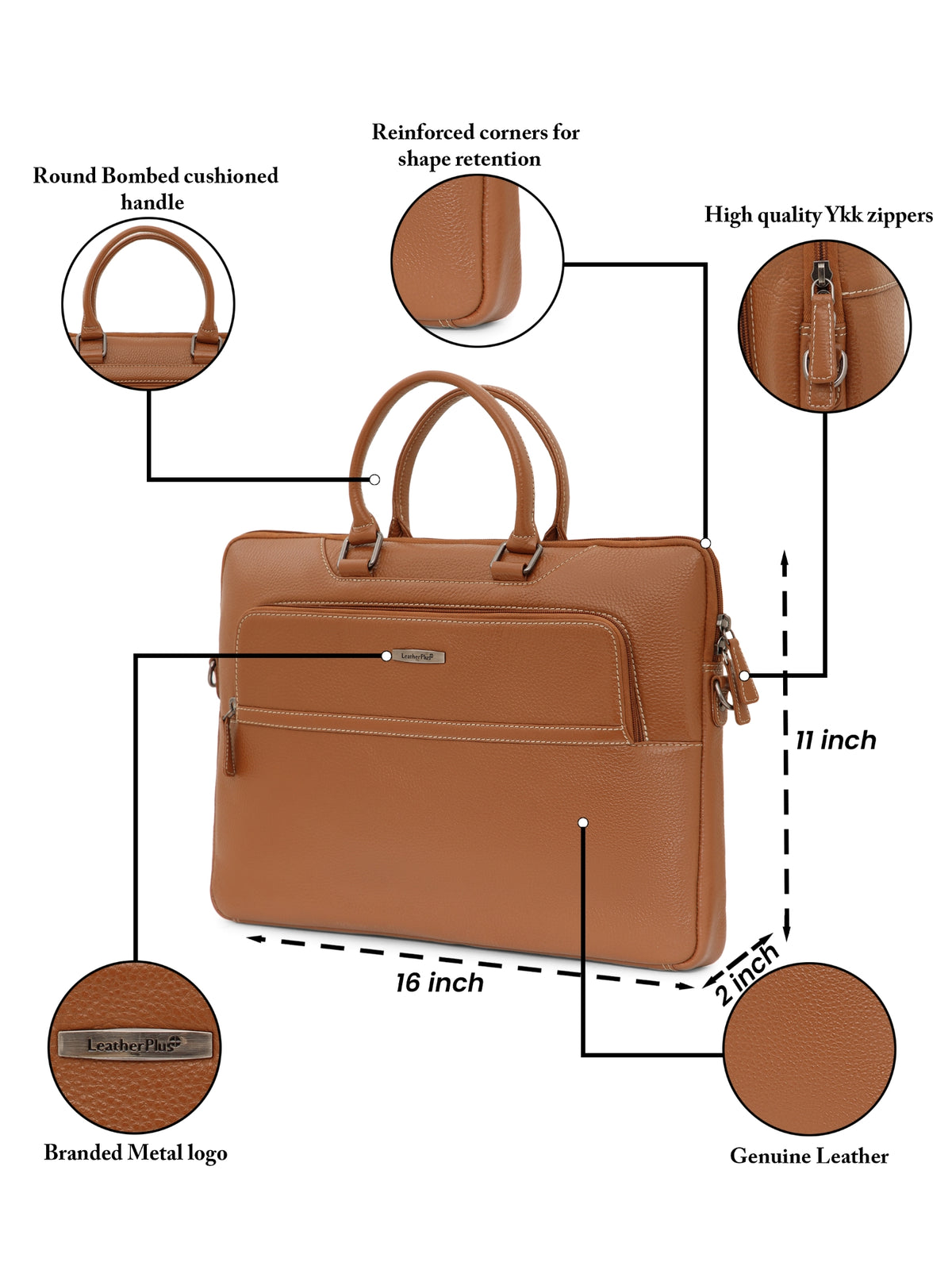 Contrast-Stitch Leather Laptop Sleeve