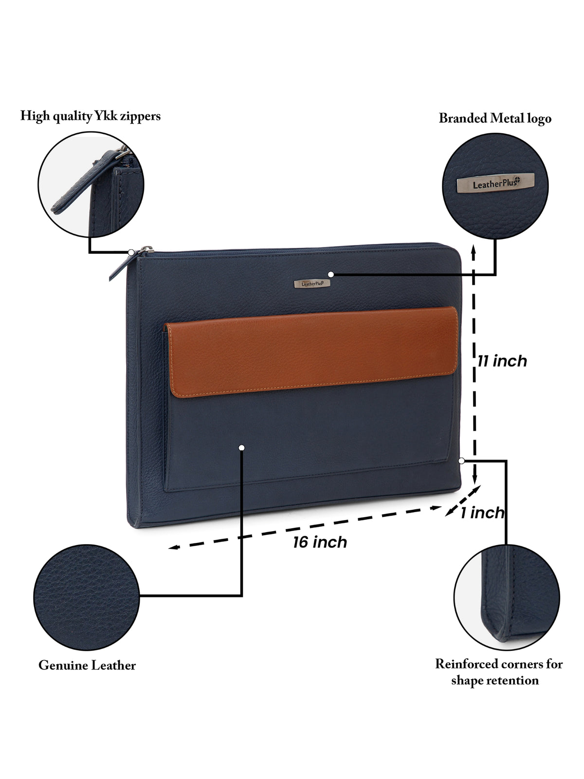 Colorblock Leather Laptop Sleeve