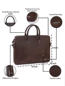 Natural Milled Leather Laptop Bag