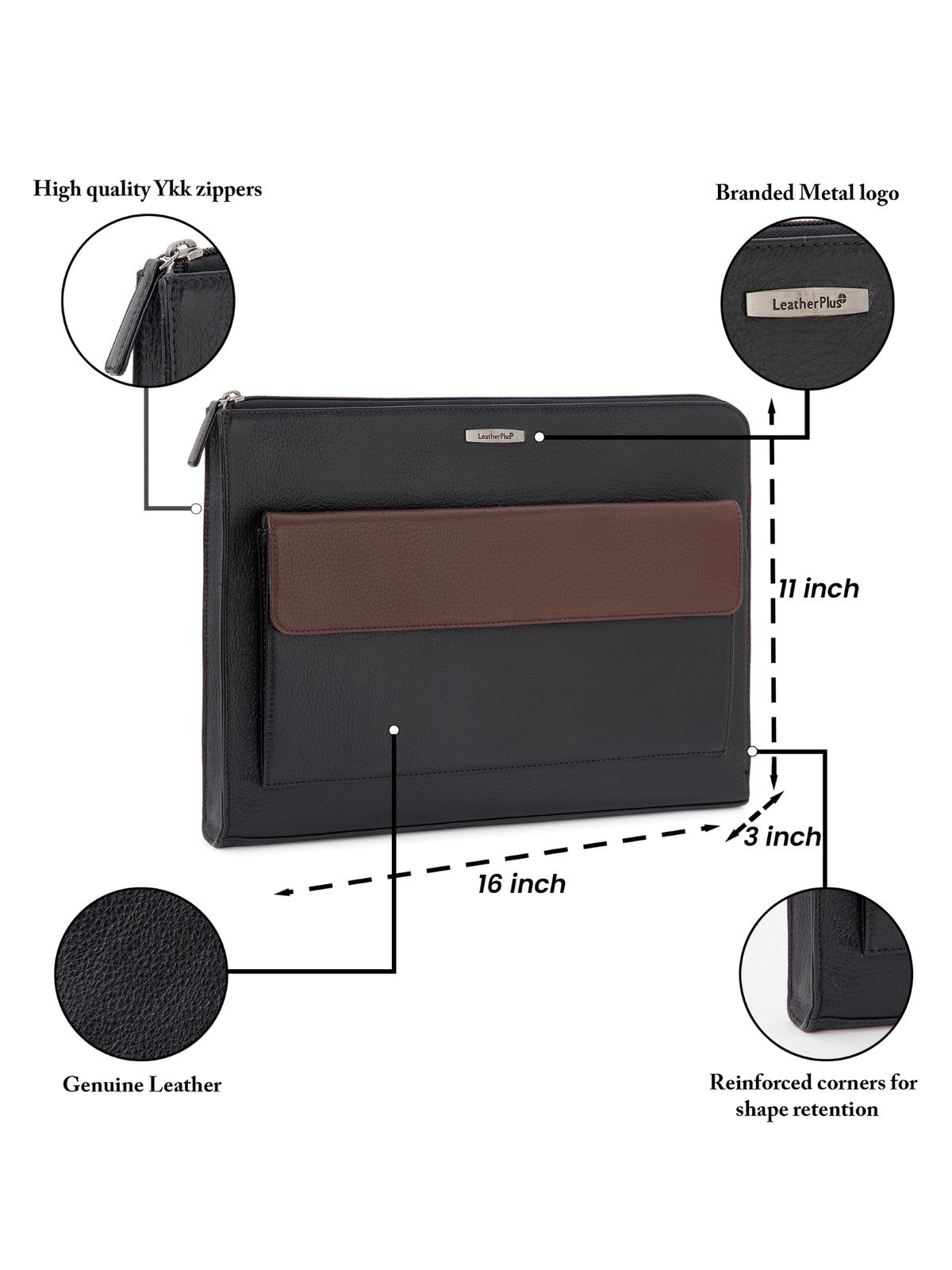 Colorblock Leather Laptop Sleeve