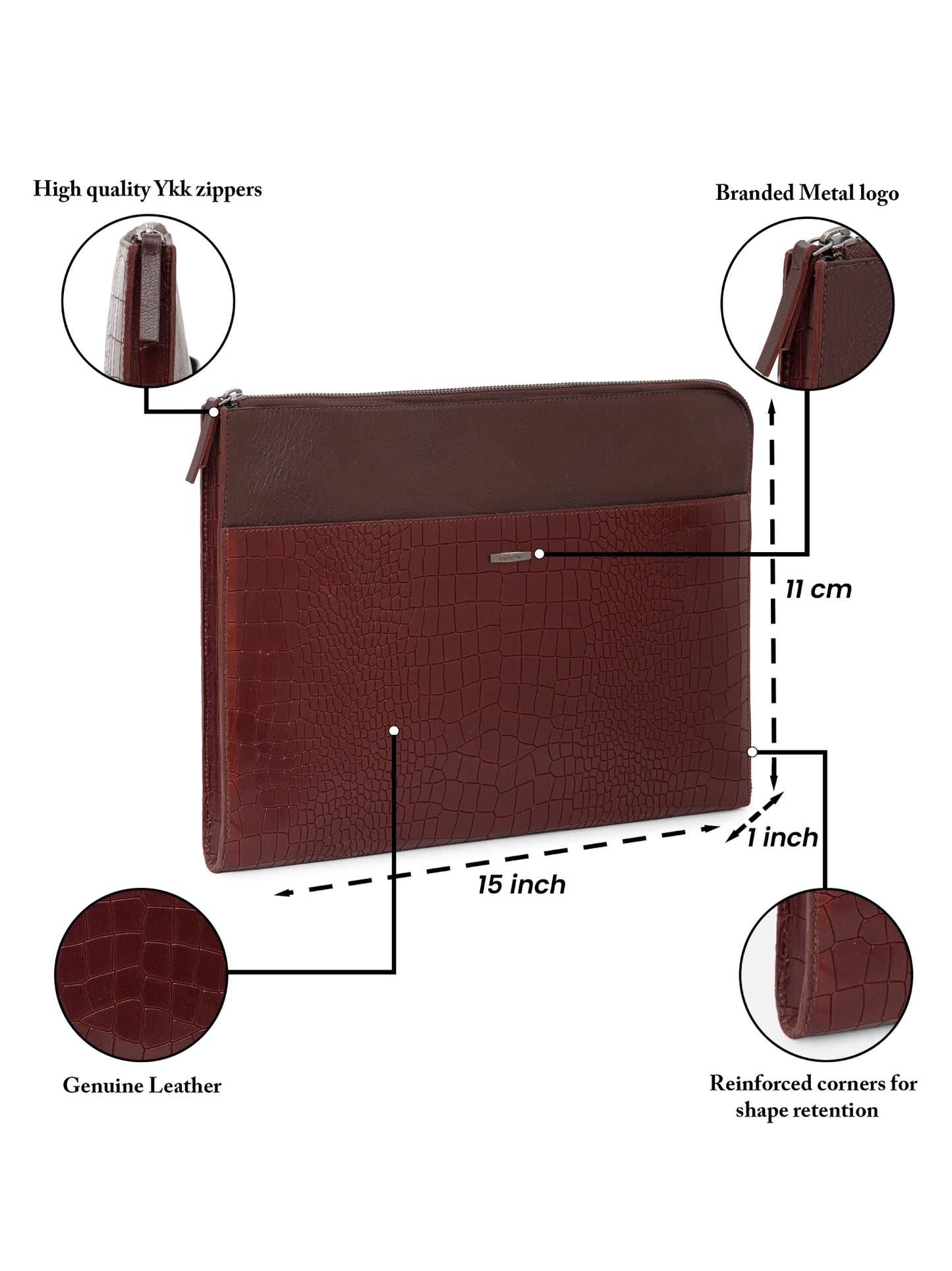 Croco Leather Laptop Sleeve SV16-9001 Cognac
