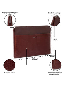 Croc-Embossed Leather Laptop Sleeve