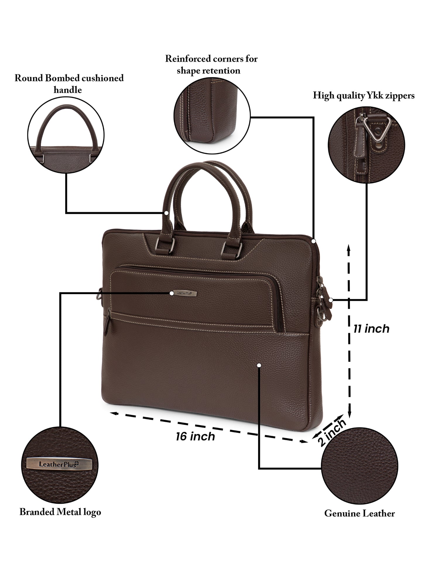 Contrast Stitched Leather Laptop Sleeve SV16-6001