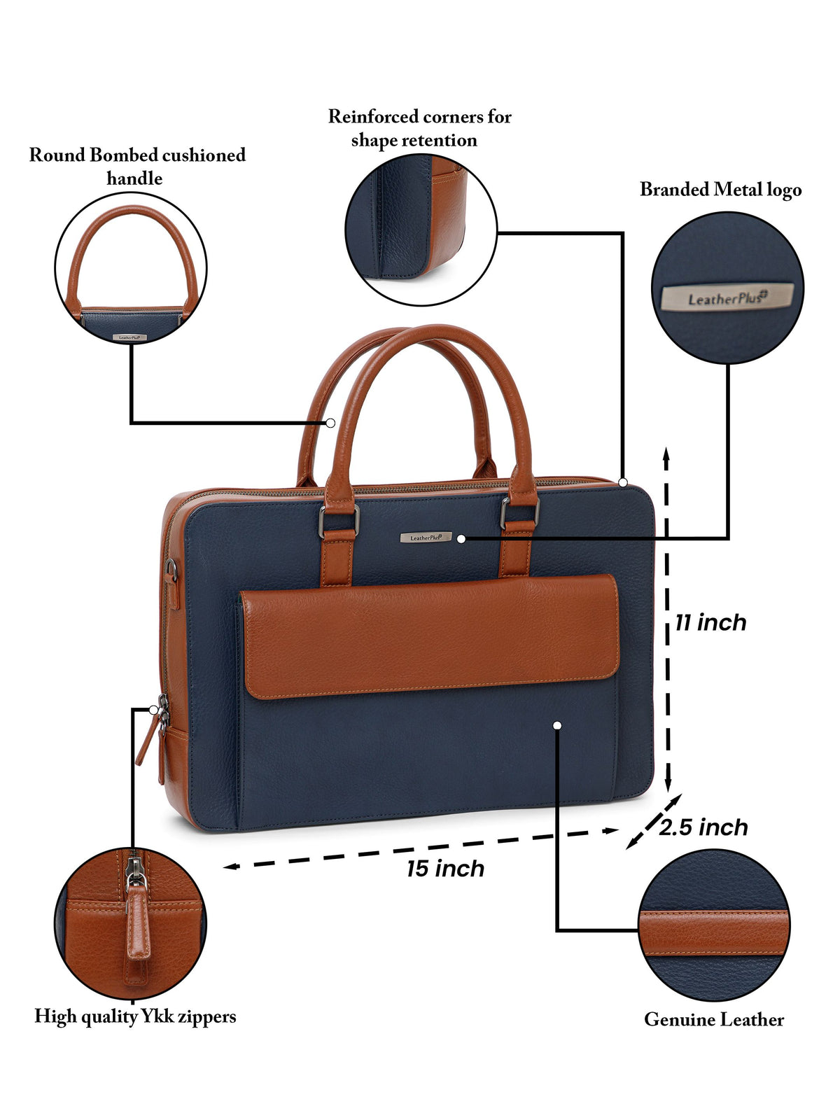 Signature Colorblock Leather Laptop Bag