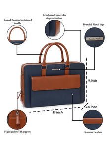 Signature Colorblock Leather Laptop Bag