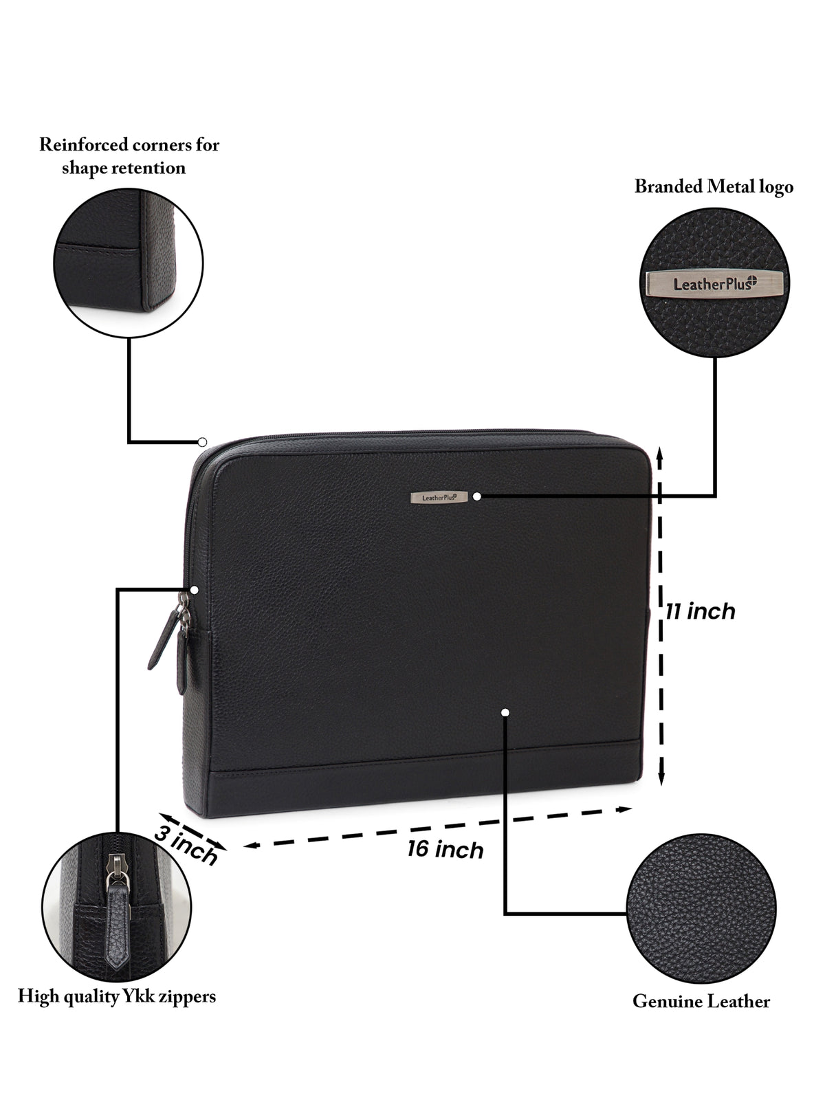 Milled Leather Laptop Sleeve