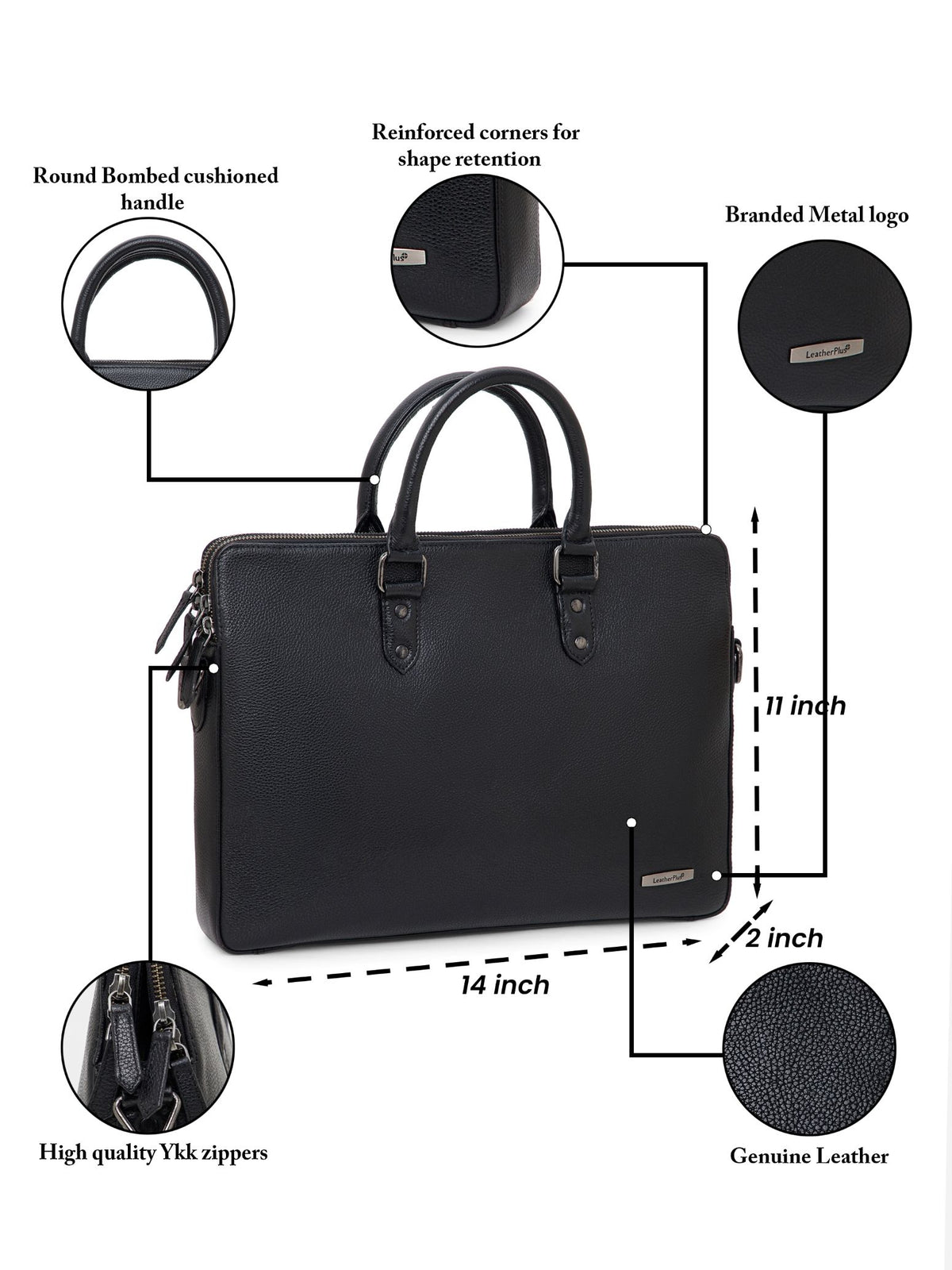 Natural Milled Leather Laptop Bag