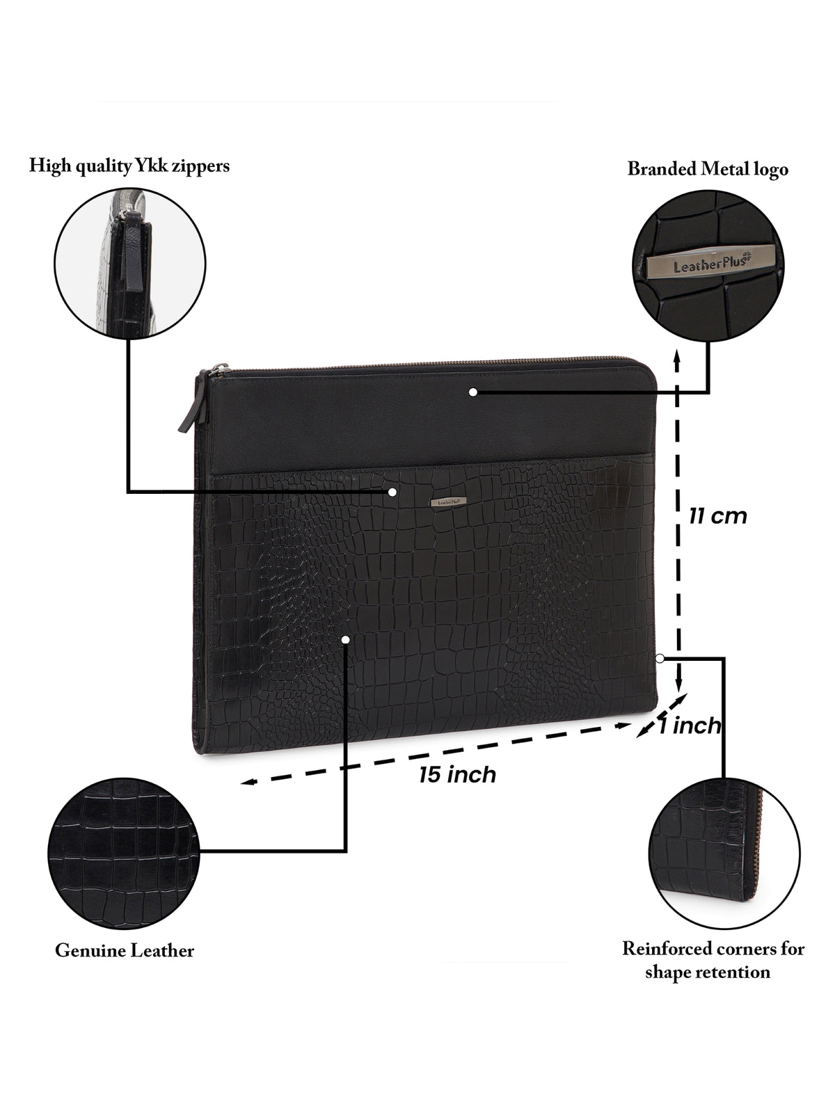 Croc-Embossed Leather Laptop Sleeve