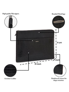 Croc-Embossed Leather Laptop Sleeve