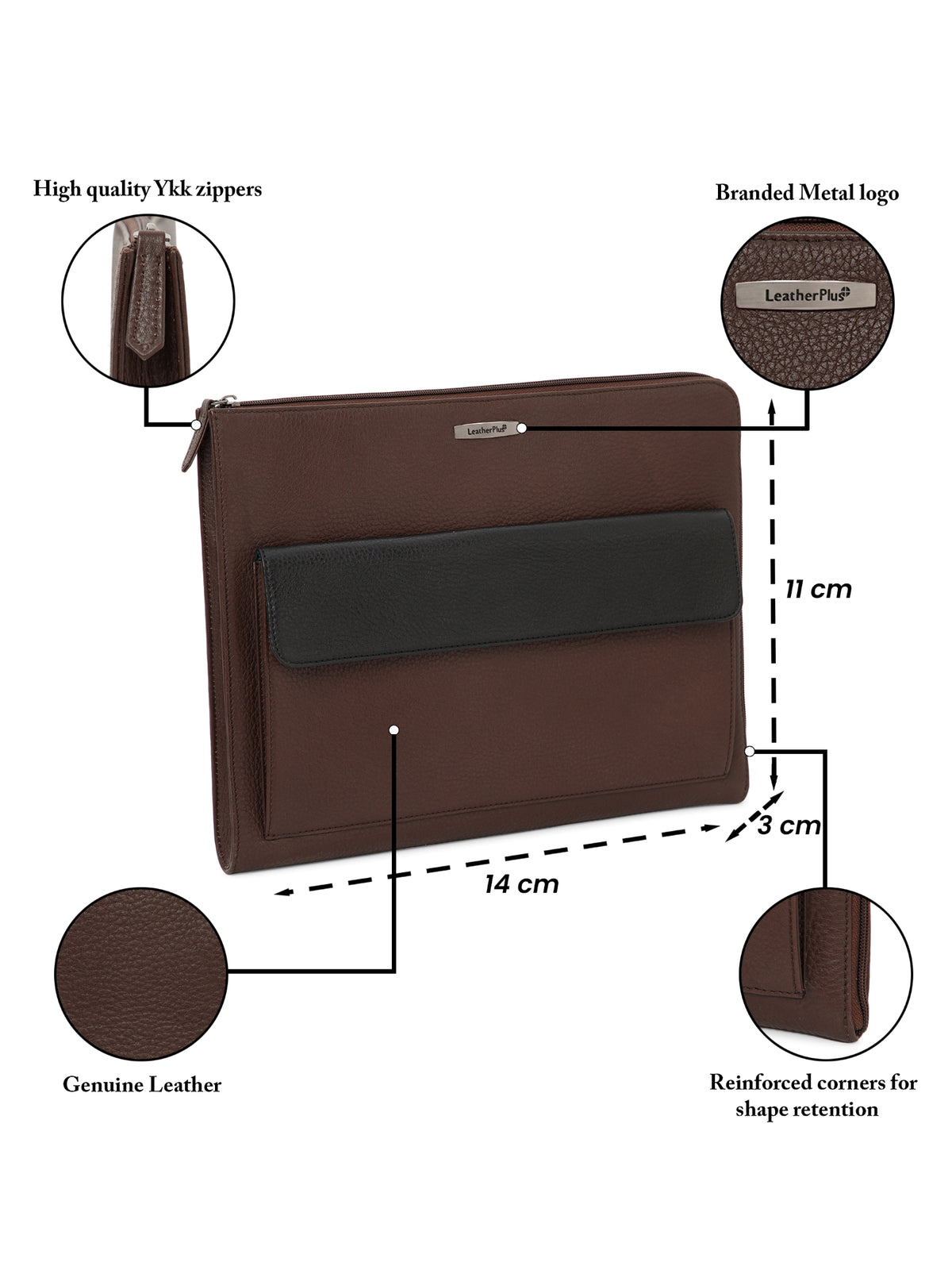 Colorblock Leather Laptop Sleeve