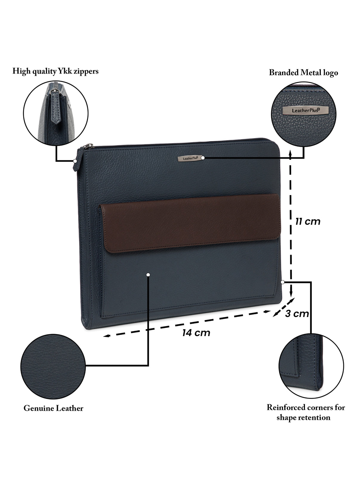 Colorblock Leather Laptop Sleeve