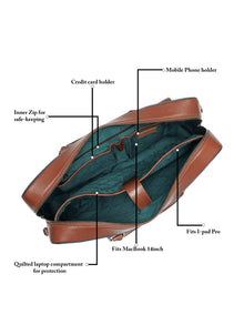 Signature Colorblock Leather Laptop Bag