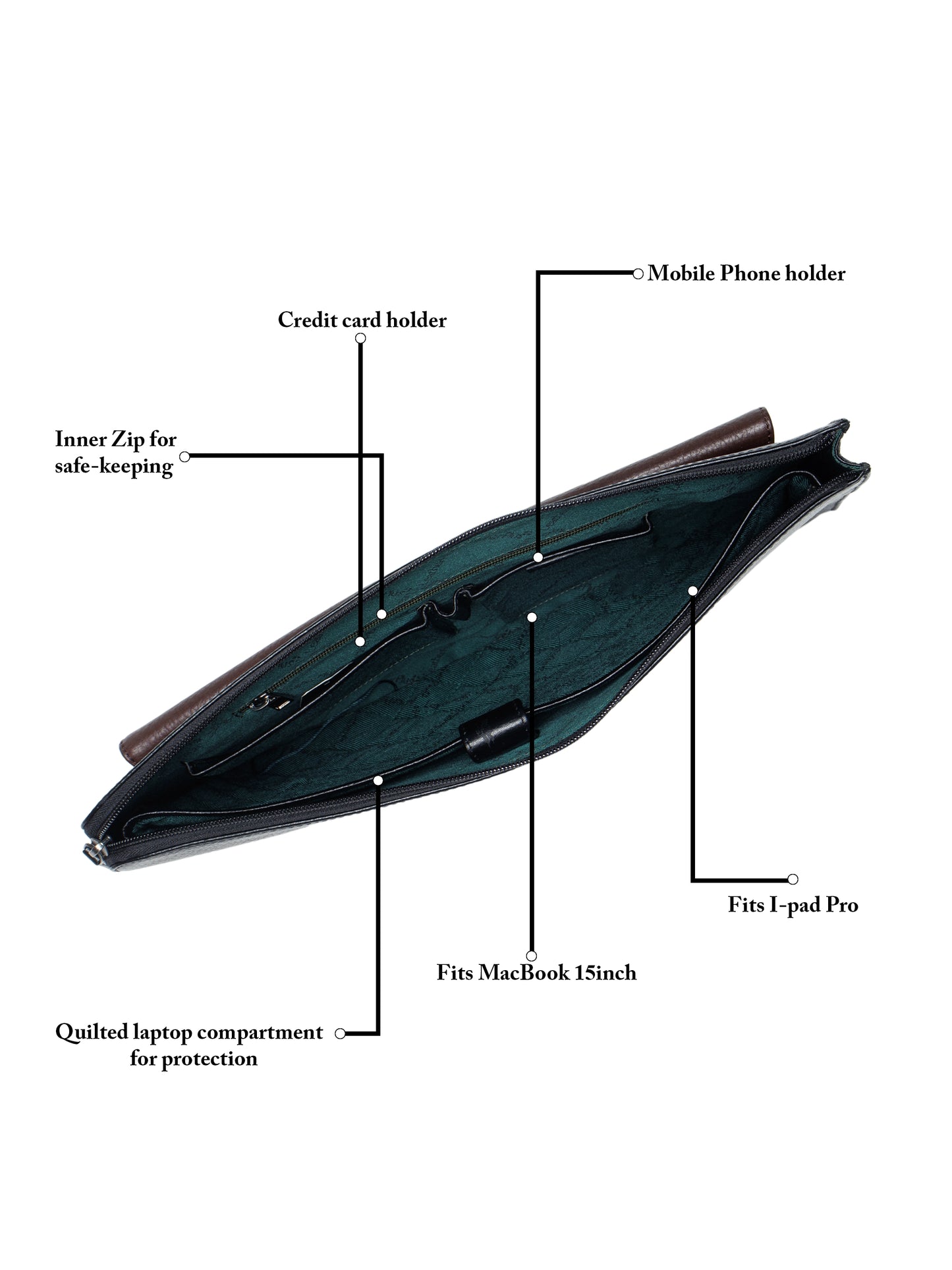 Color-blocked Leather Laptop Sleeve SV16-4004