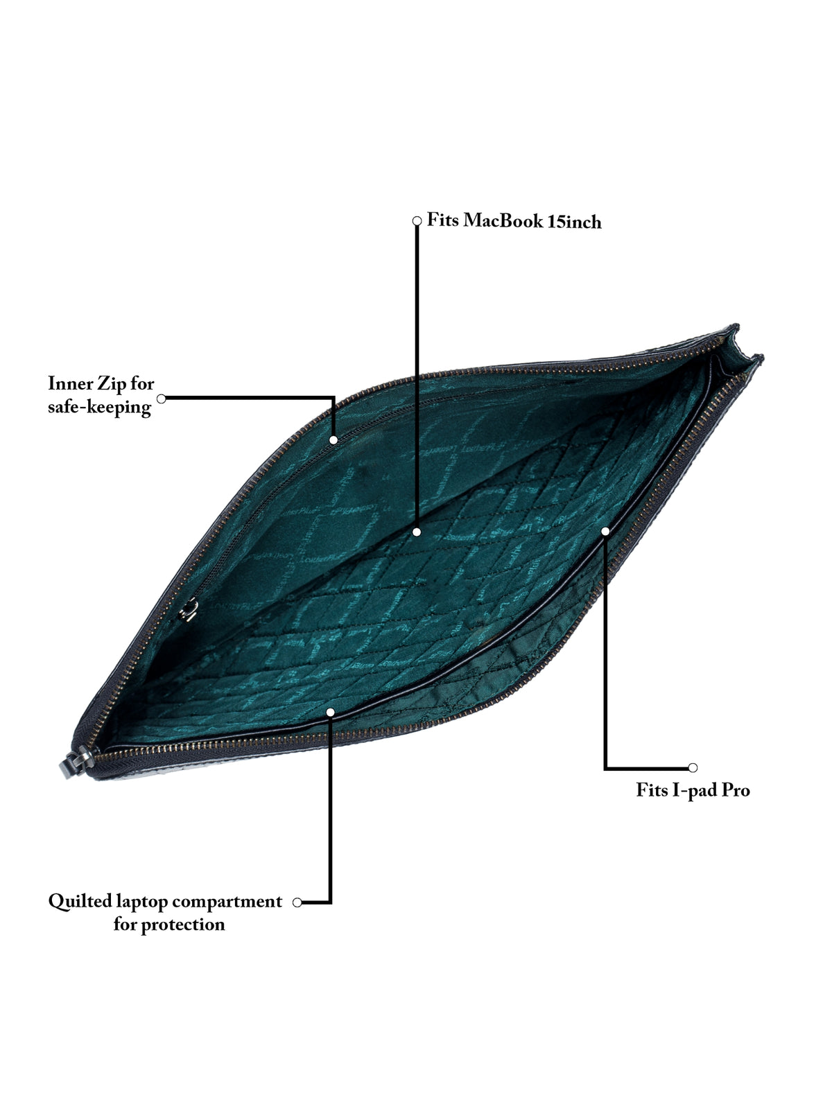 Croc-Embossed Leather Laptop Sleeve