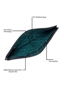 Croc-Embossed Leather Laptop Sleeve