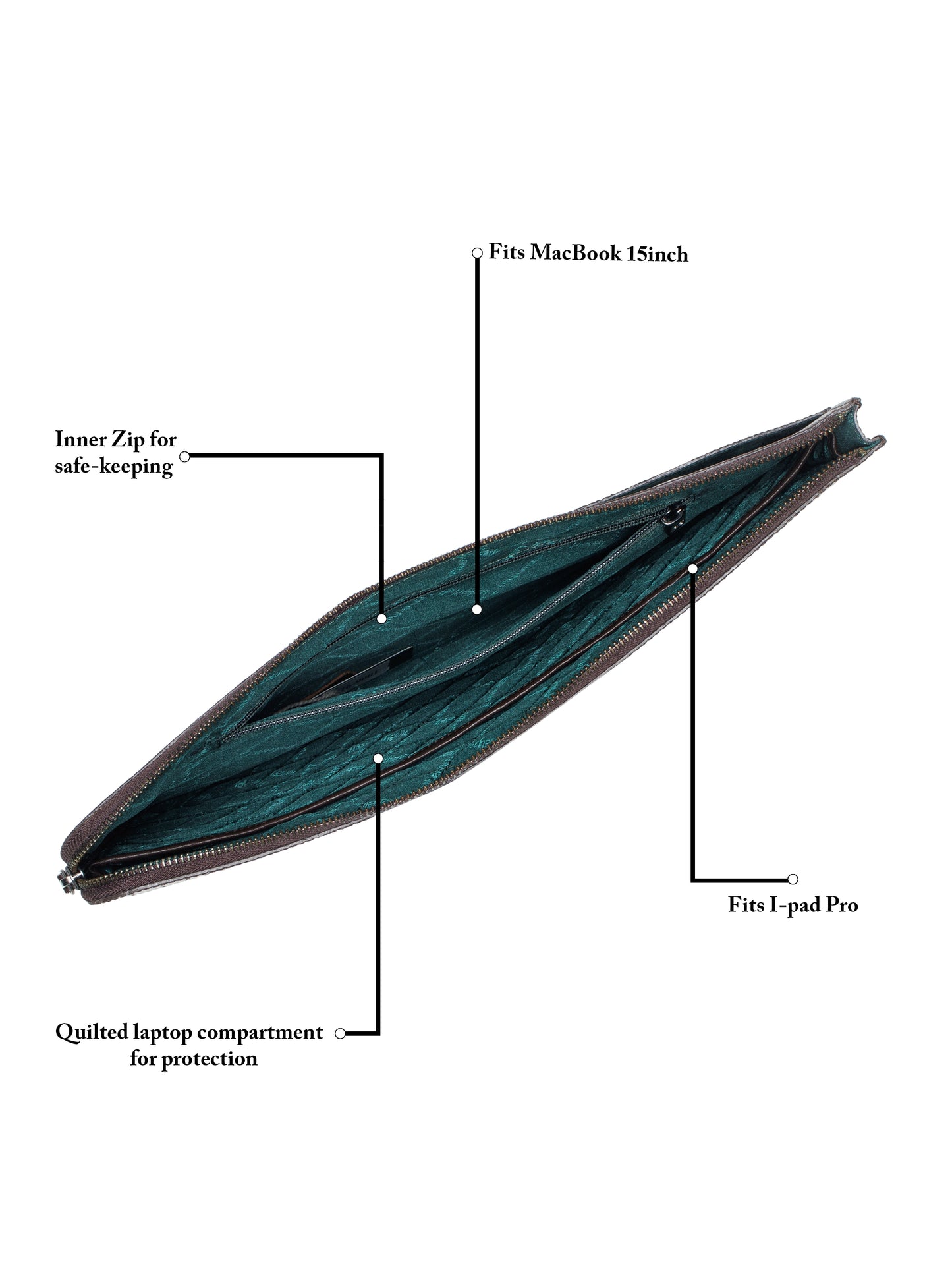 Croco Leather Laptop Sleeve SV16-9001 Brown