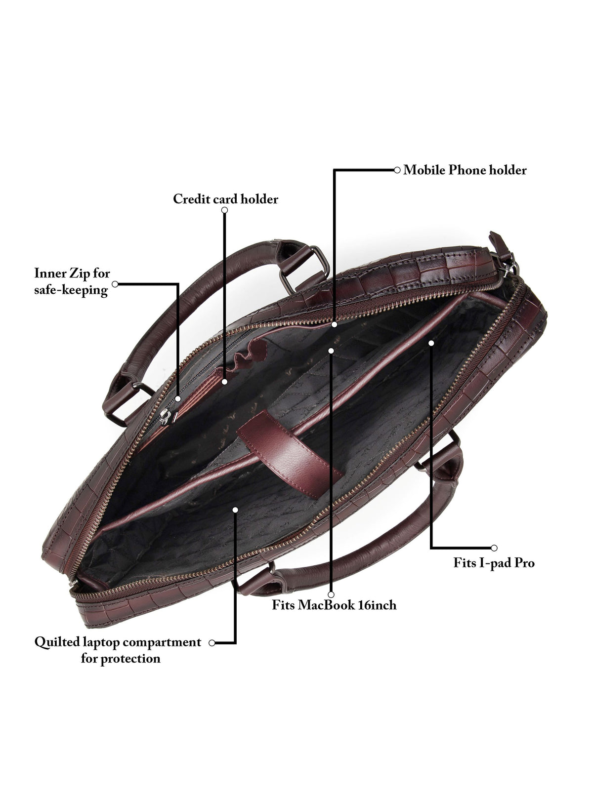 Croc-Embossed Executive Laptop Bag