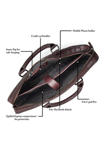 Croc-Embossed Executive Laptop Bag