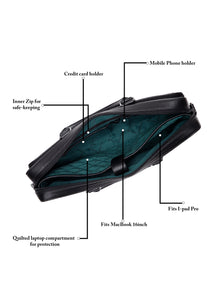 extured Work Leather Laptop Bag